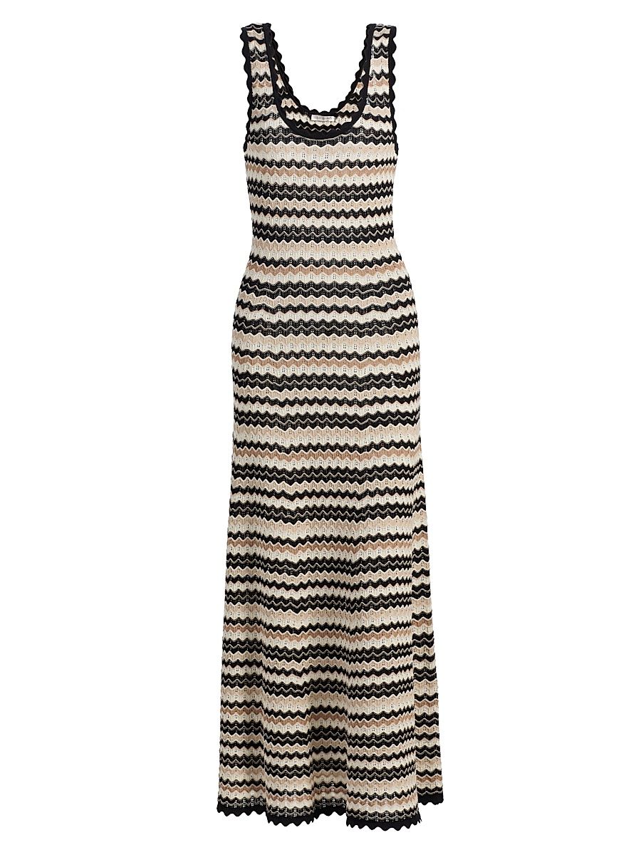 Women's Livia Zigzag Knit Scoopneck Maxi Dress - Sandstone Chevron - Size XL