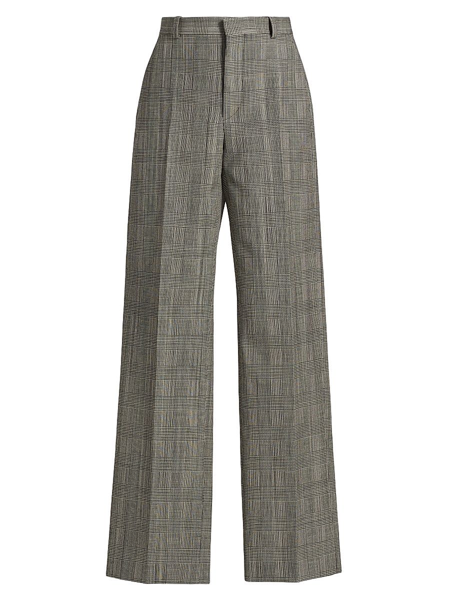 Women's Glen Check Straight-Leg Trousers - Prince Of Wales - Size Medium