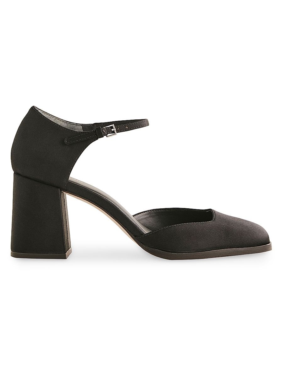 Women's Netty 50MM Satin Pumps - Black Satin - Size 11