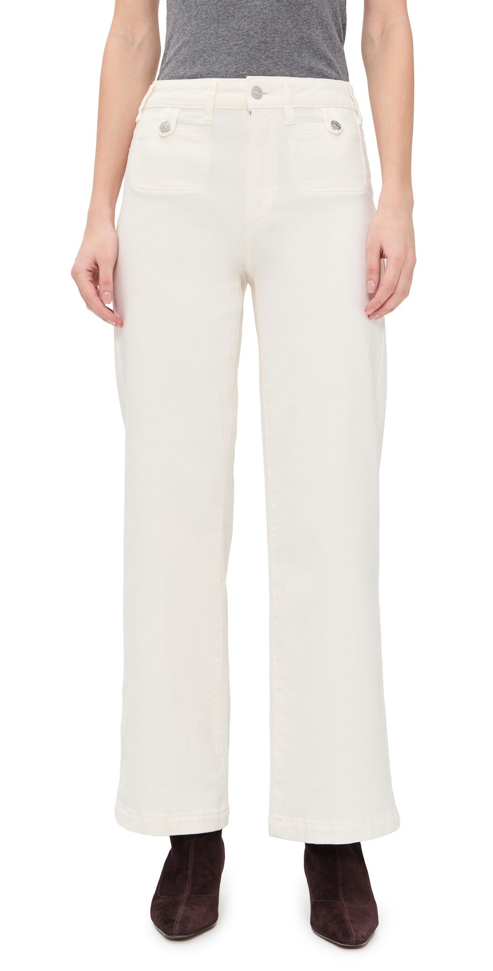 PAIGE Anessa Jeans 31 with Rounded Inset Pockets Tonal Ecru 31