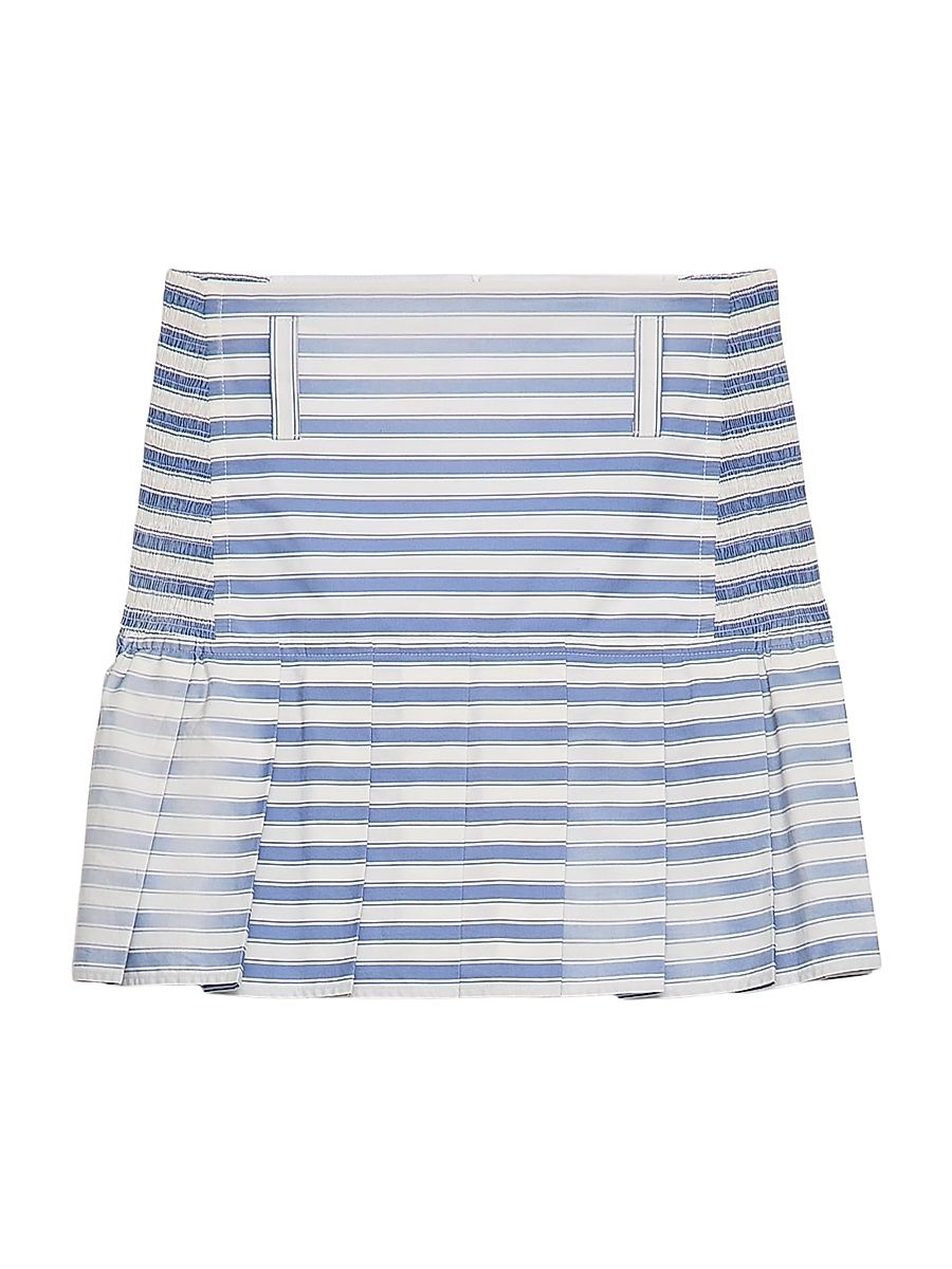 Women's Striped Poplin Miniskirt - Blue - Size 2