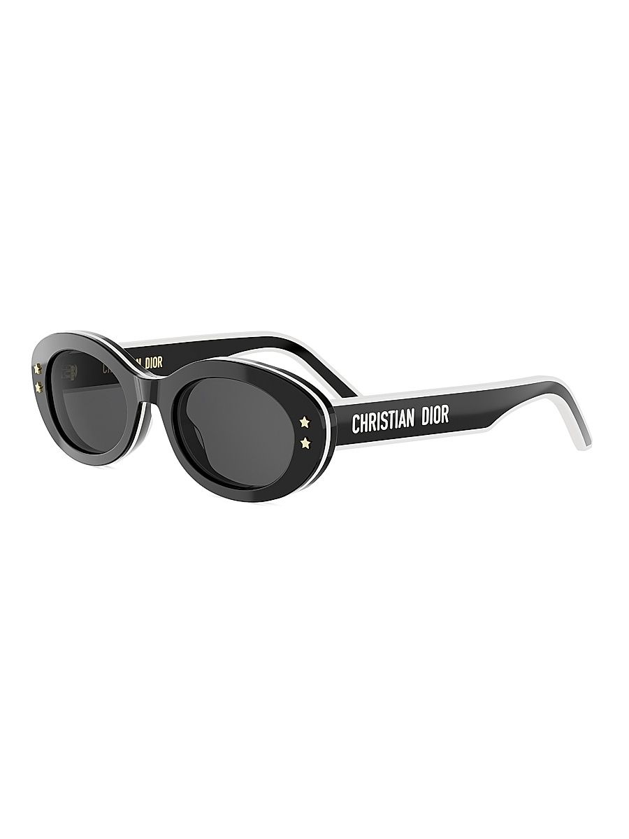 Women's DiorPacific B4I 51MM Oval Sunglasses - Shiny Black And Smoke