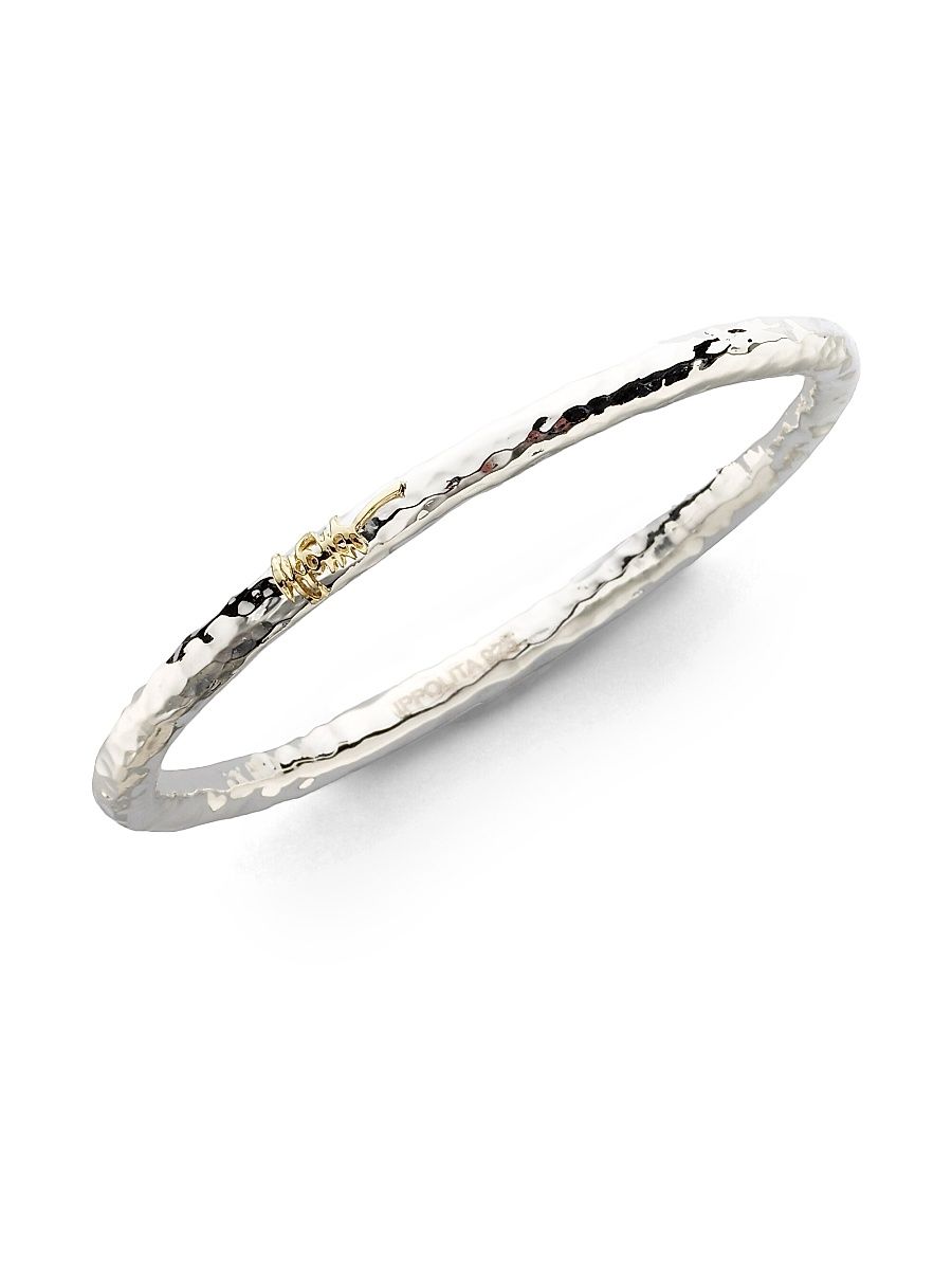 Women's Classico Super Thick Sterling Silver Hammered Signature Bangle Bracelet - Silver