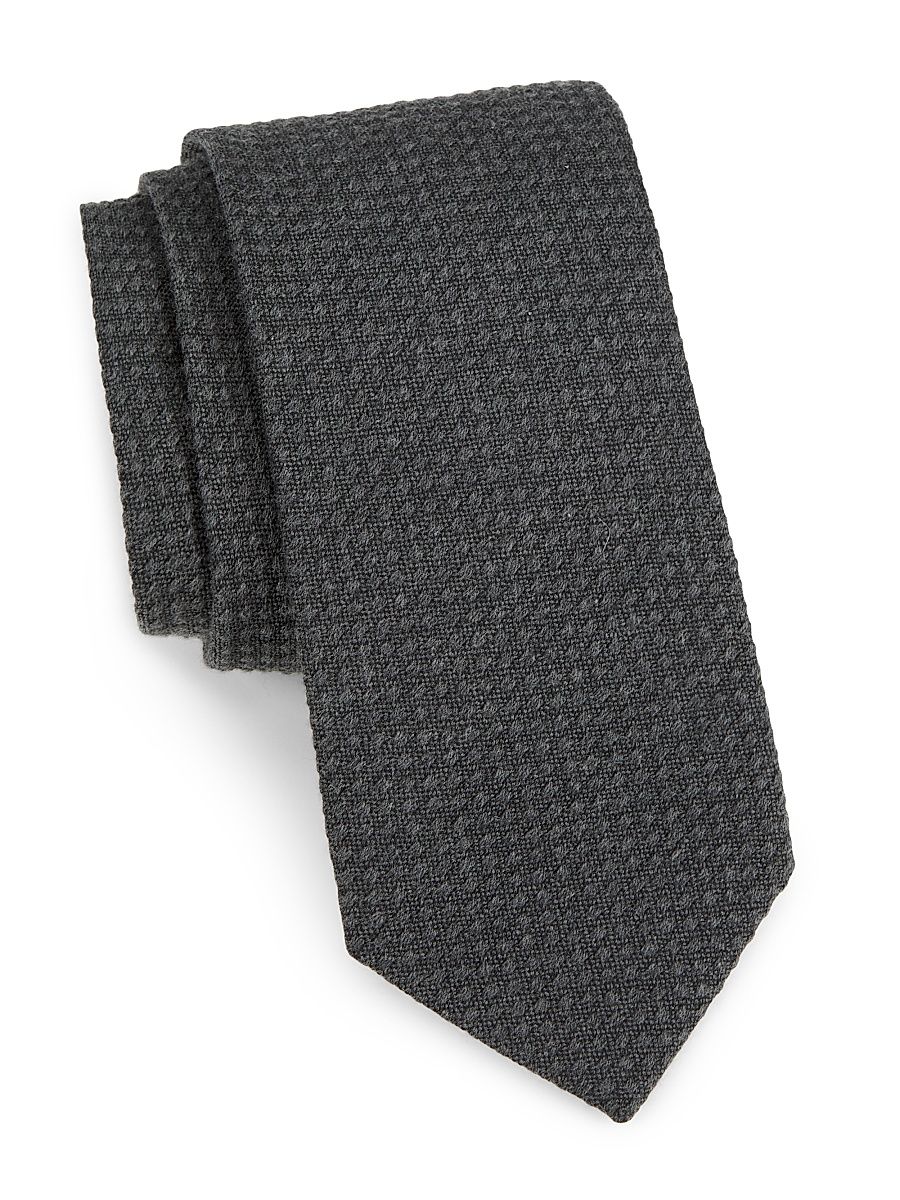 Men's Textured Silk-Cashmere Tie - Charcoal