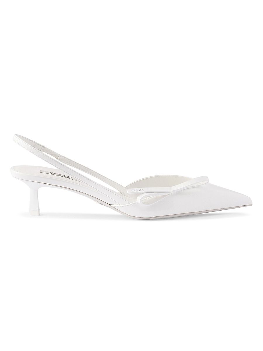 Women's Patent Leather Slingback Pumps - White - Size 7