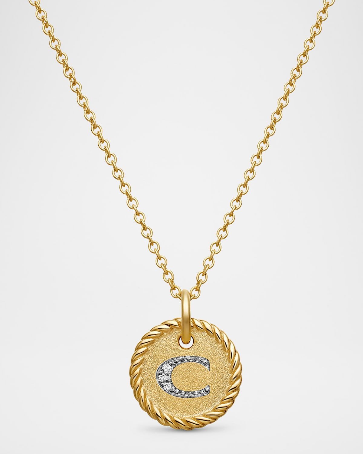 Cable Collectibles Initial Pendant Necklace with Diamonds in 18K Gold