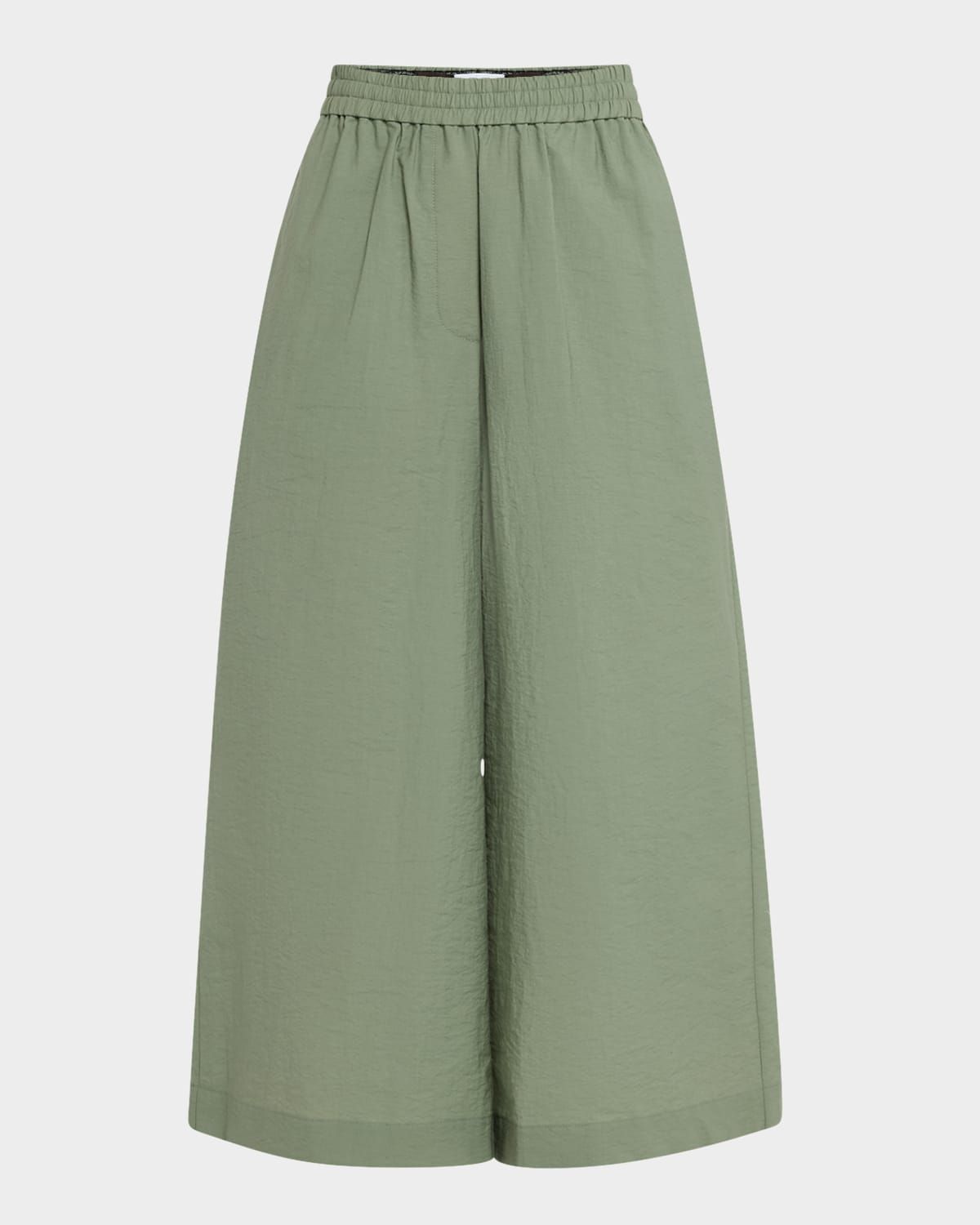 Anagram Embroidered Wide-Leg Crop Pull-On Trousers