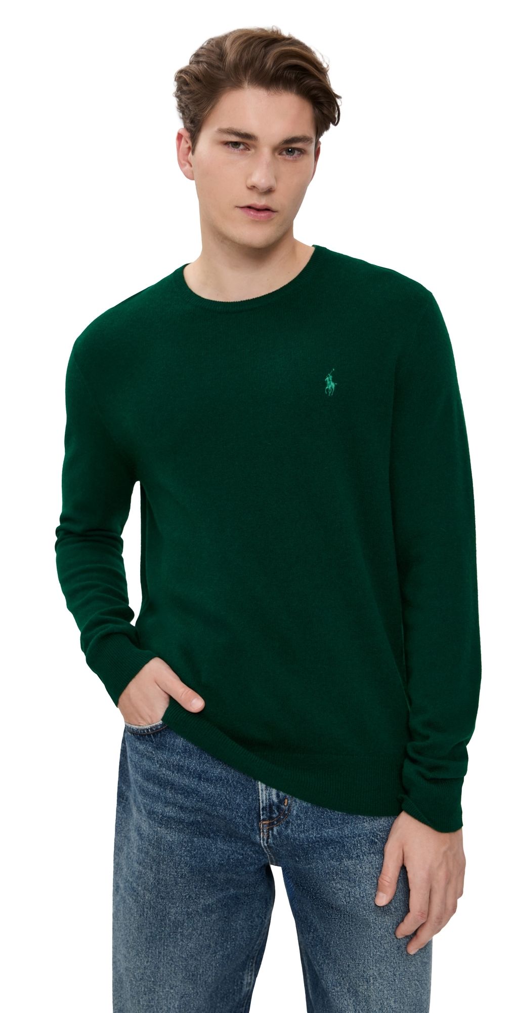 Polo Ralph Lauren Original Label Lux Merino Crewneck Sweater Moss Agate L