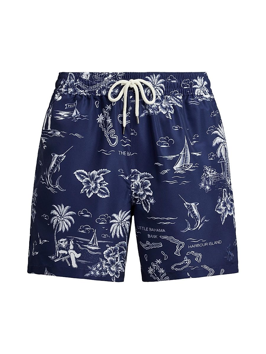 Men's Polo Bear Tropical Print Swim Trunks - Harbor Island Bear - Size XXL