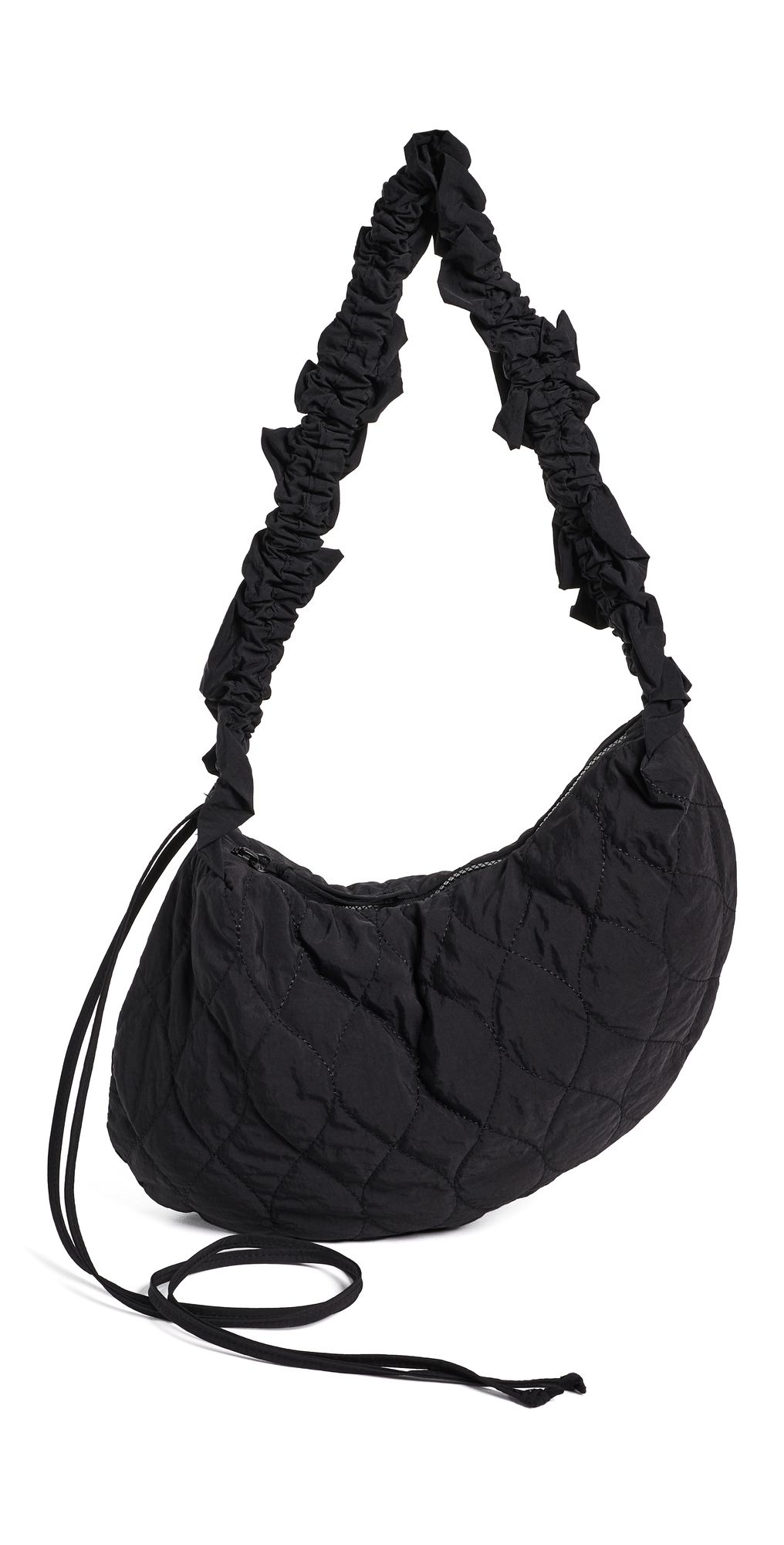 Damson Madder Embroidered Rose Ruched Kidney Bag Black One Size