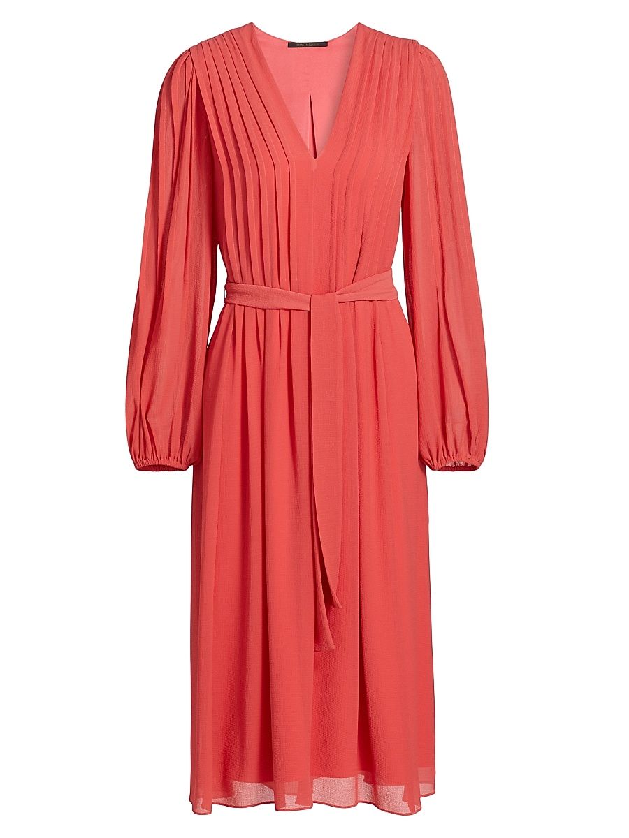 Women's Tatum Tie-Waist Pleated Midi-Dress - Poppy - Size Small