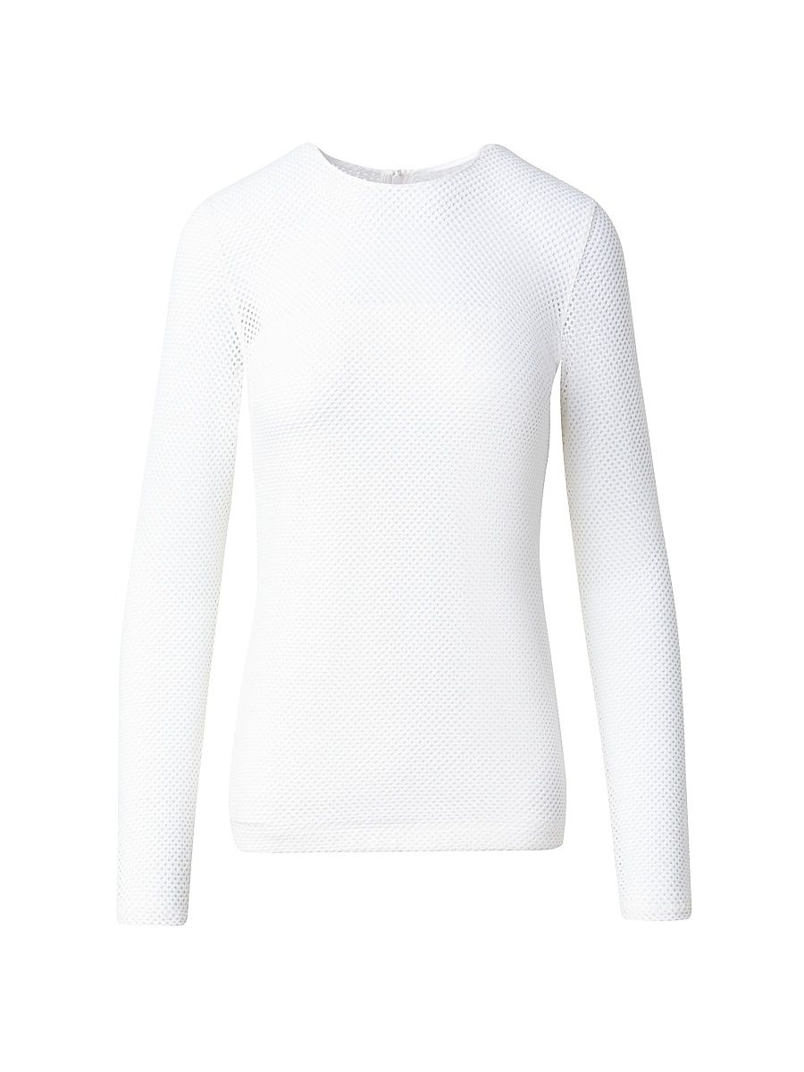 Women's Mesh Jersey Crewneck Top - Cream - Size 16
