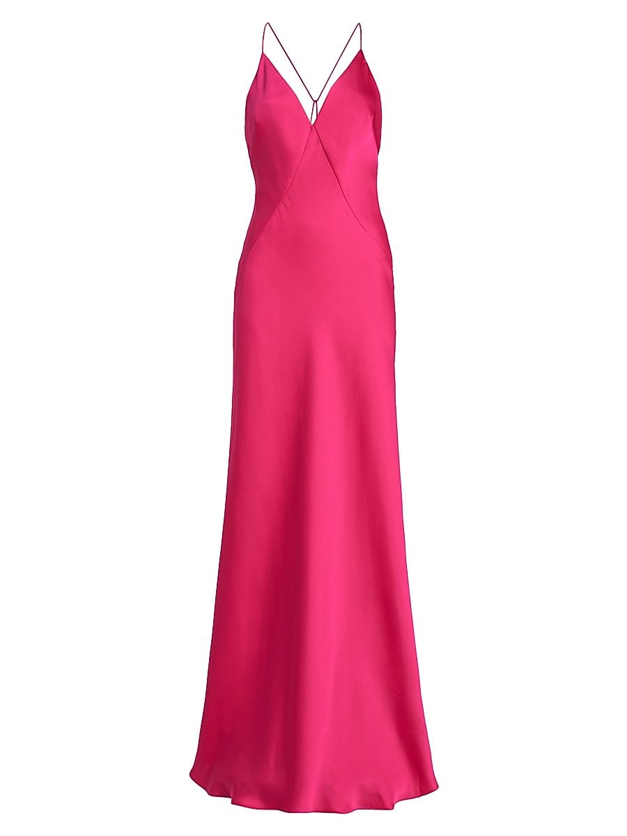 Women's Caspe Crisscrossed-Back Gown - Hot Pink - Size 14