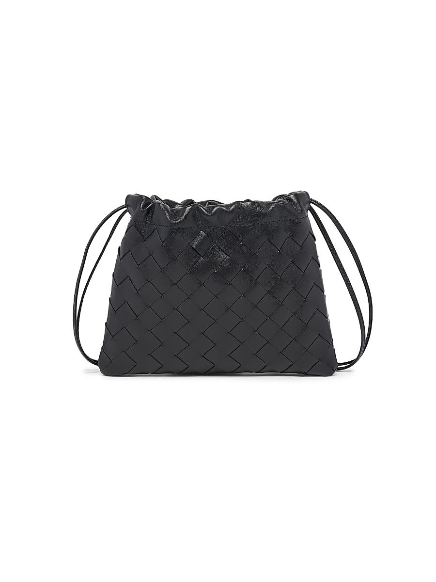 Women's Small Dustbag Intrecciato Leather Crossbody Bag - Black Gold