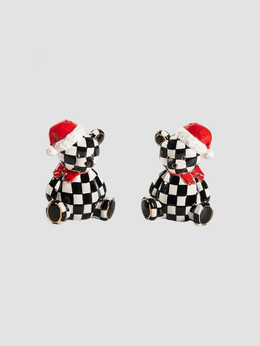 MacKenzie-Childs Courtly Santa Bear Salt & Pepper Shakers