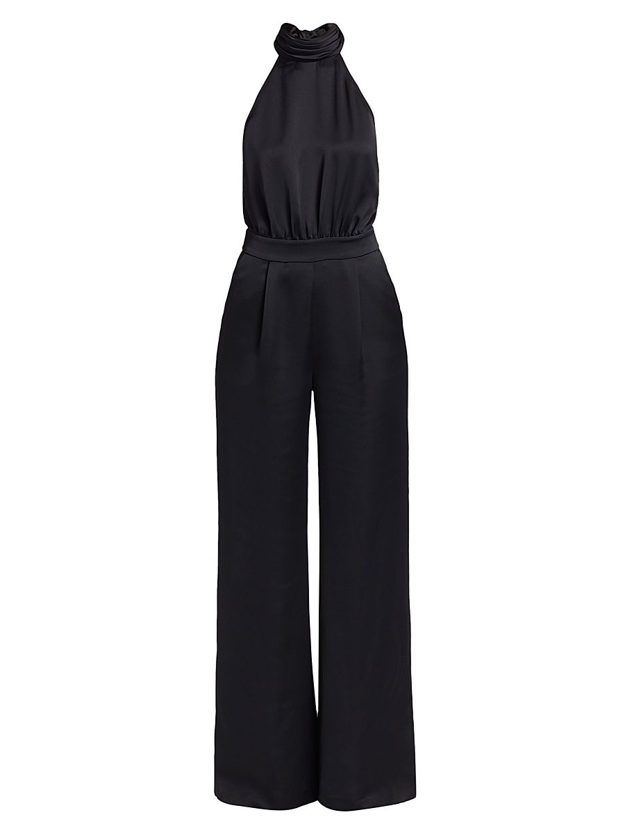 Women's Tatiana Satin Wide-Leg Jumpsuit - Black - Size 8