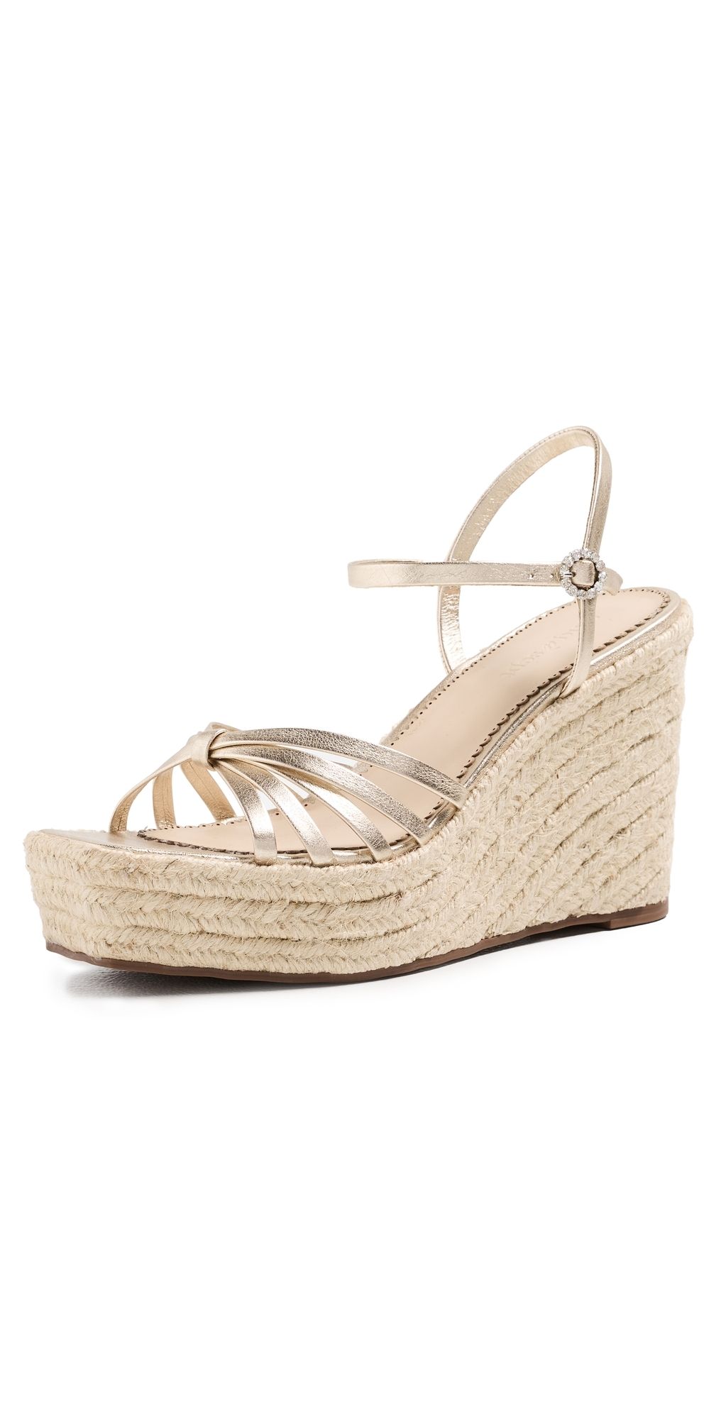 Cinq à Sept Helen Metallic Espadrille Wedges Light Gold Metallic 35