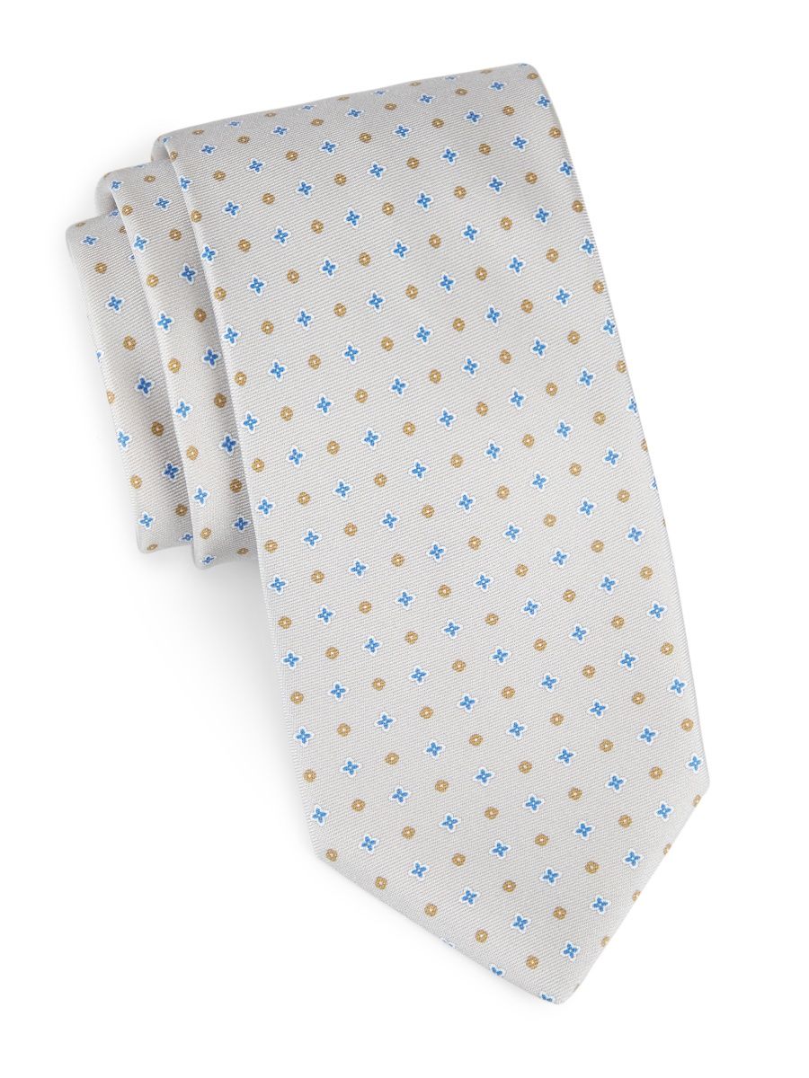 Eton Men's Micro Floral Silk Tie - Beige