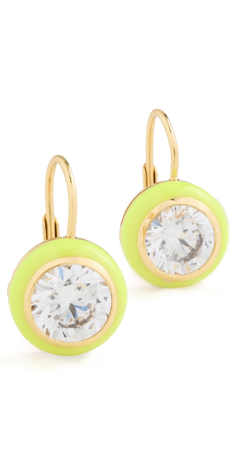 HART Enamel Bezel Drop Earrings Chartreuse One Size