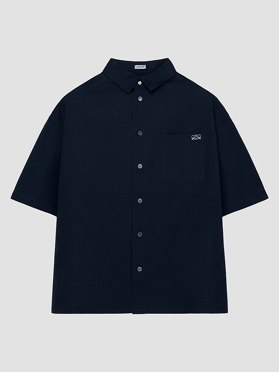 Men's Anagram Pocket Short-Sleeve Shirt - Dark Navy - Size 16.5