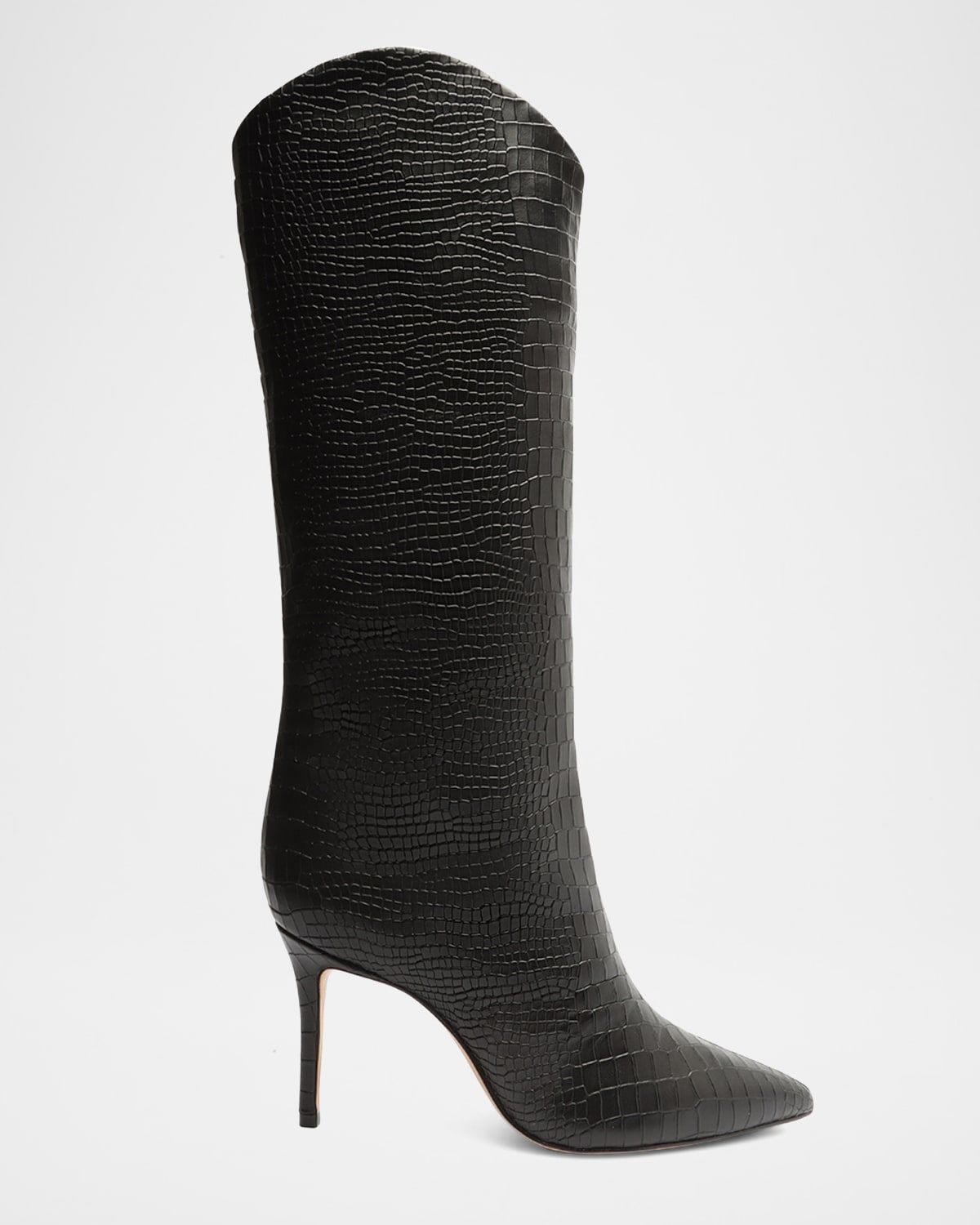 Maryana Snake-Print Leather Knee Boots