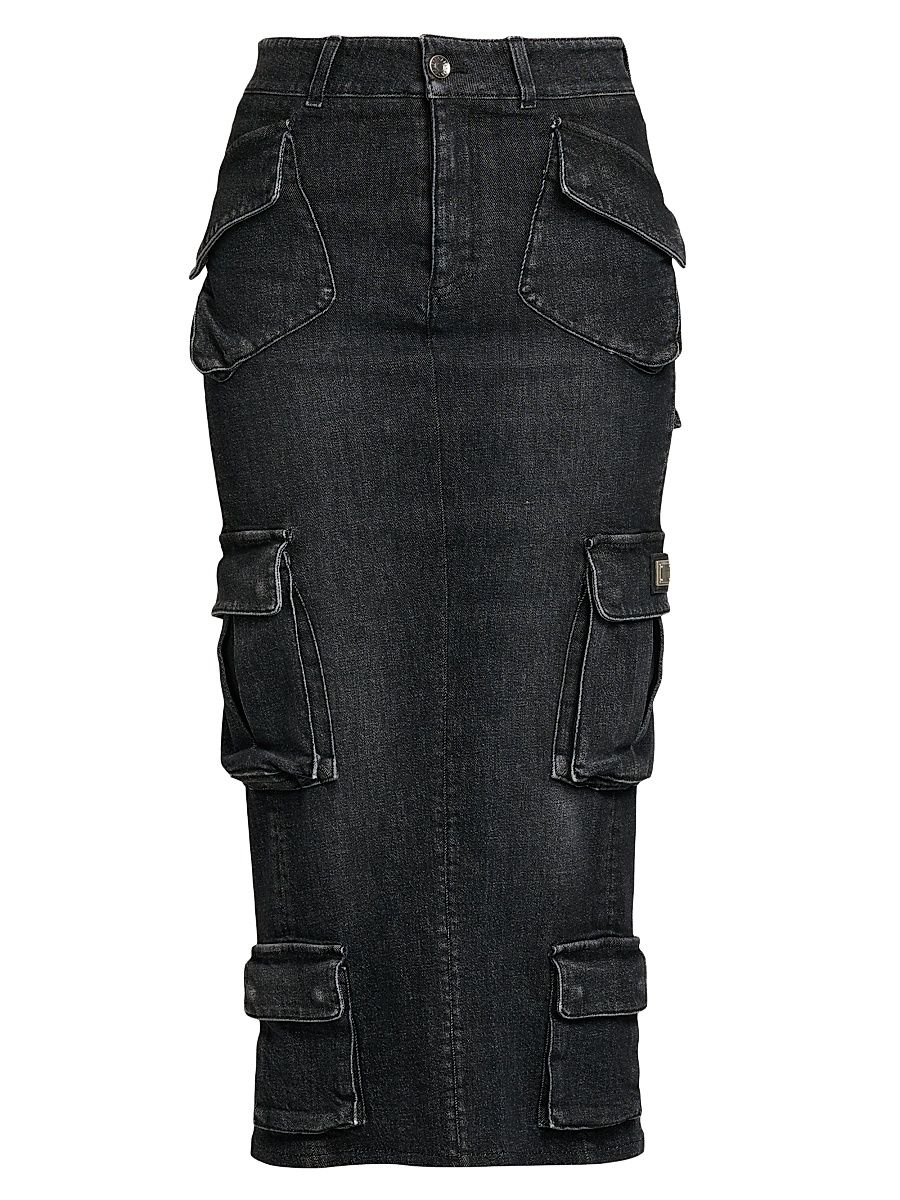Women's Denim Cargo Midi-Skirt - Variante Abbinata - Size 10