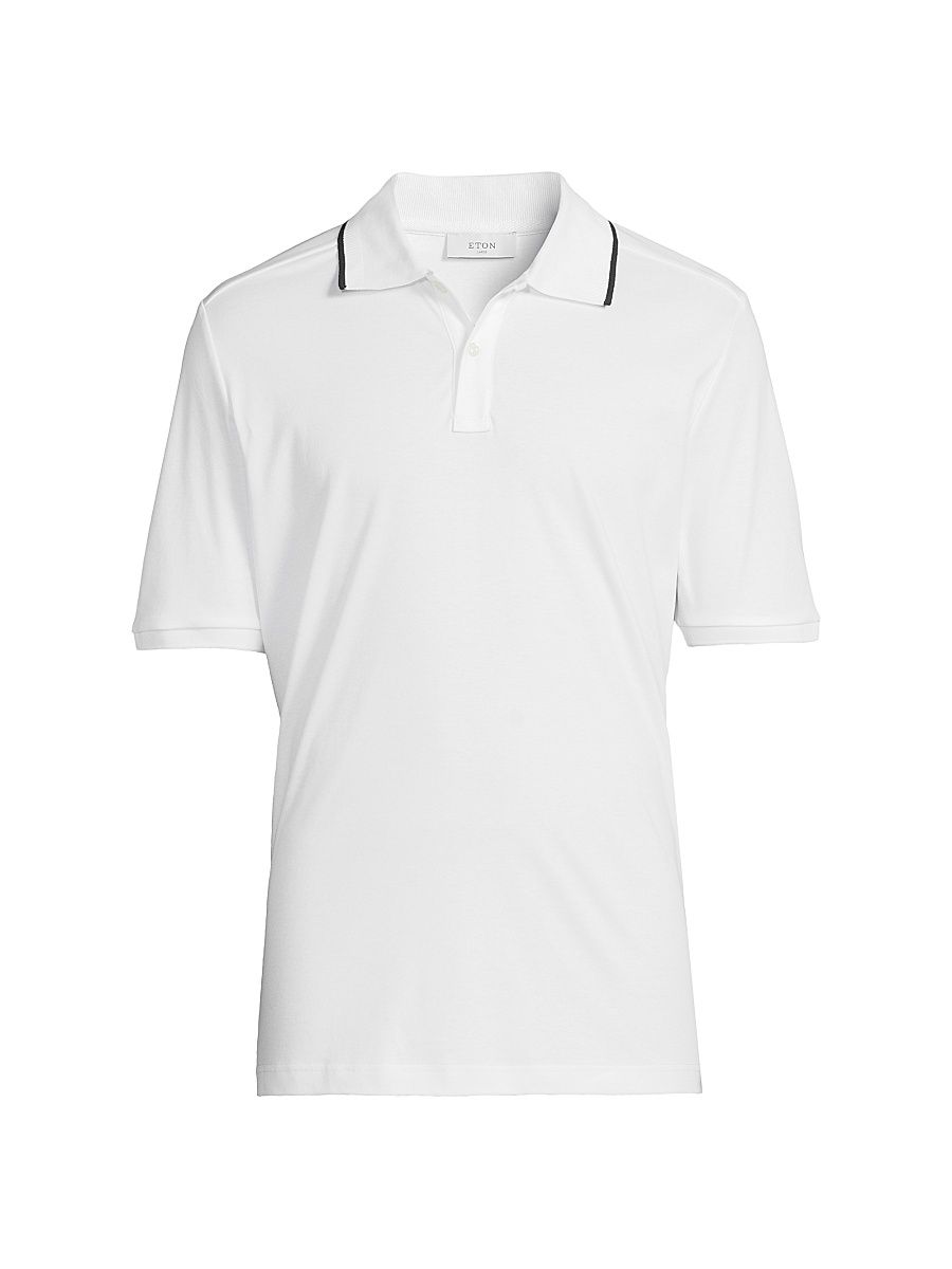 Men's Tipped Collar Jersey Polo Shirt - White - Size XXL