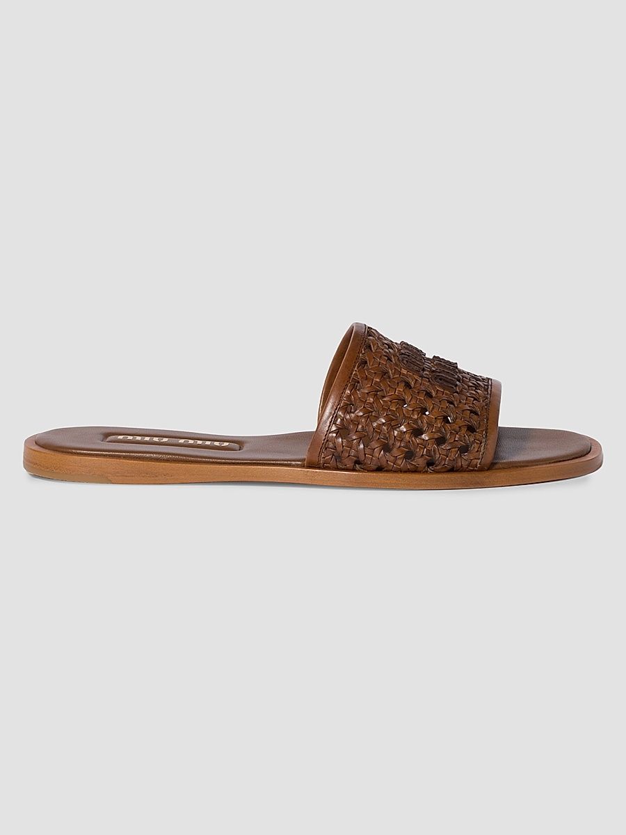 Women's Woven Leather Slides - Brown - Size 11