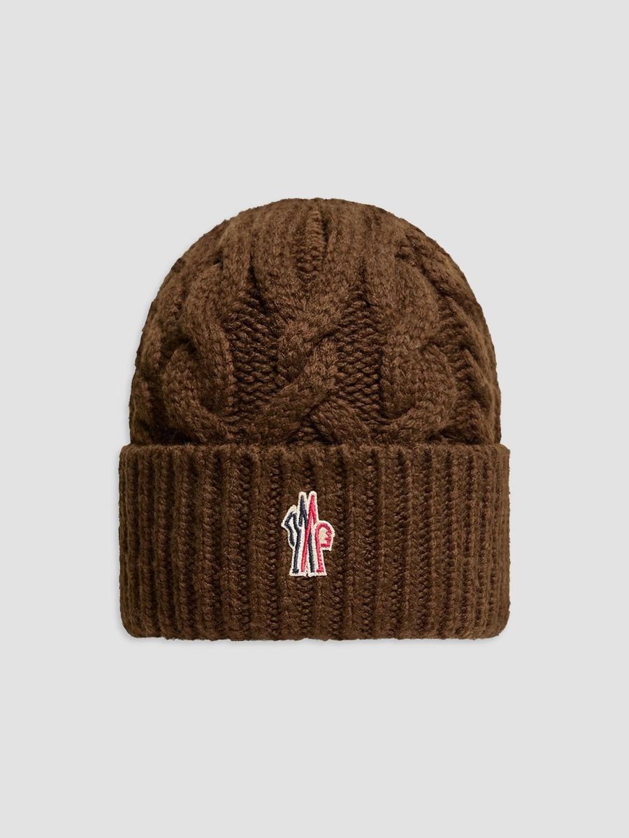 Moncler Grenoble Women's Beanie Hat in Wool Blend - Brown