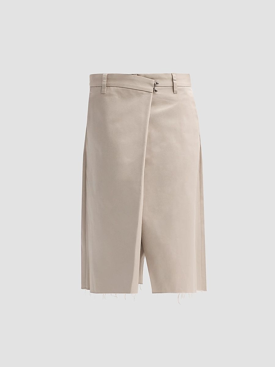 Women's Cotton Twill Wrap Shorts - Stone - Size 10