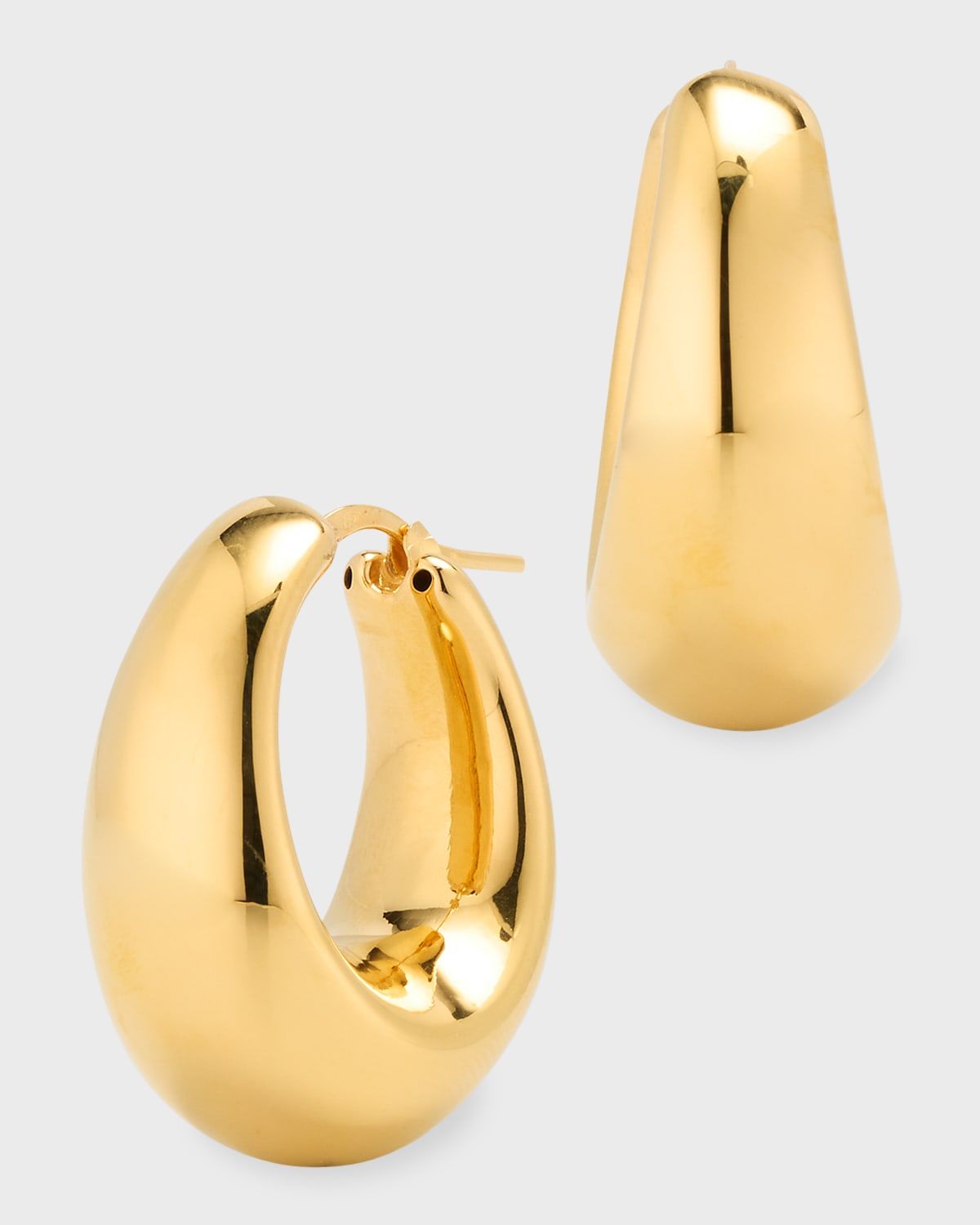 Golden Dreams 18K Yellow Gold Oval Puff Hoop Earrings