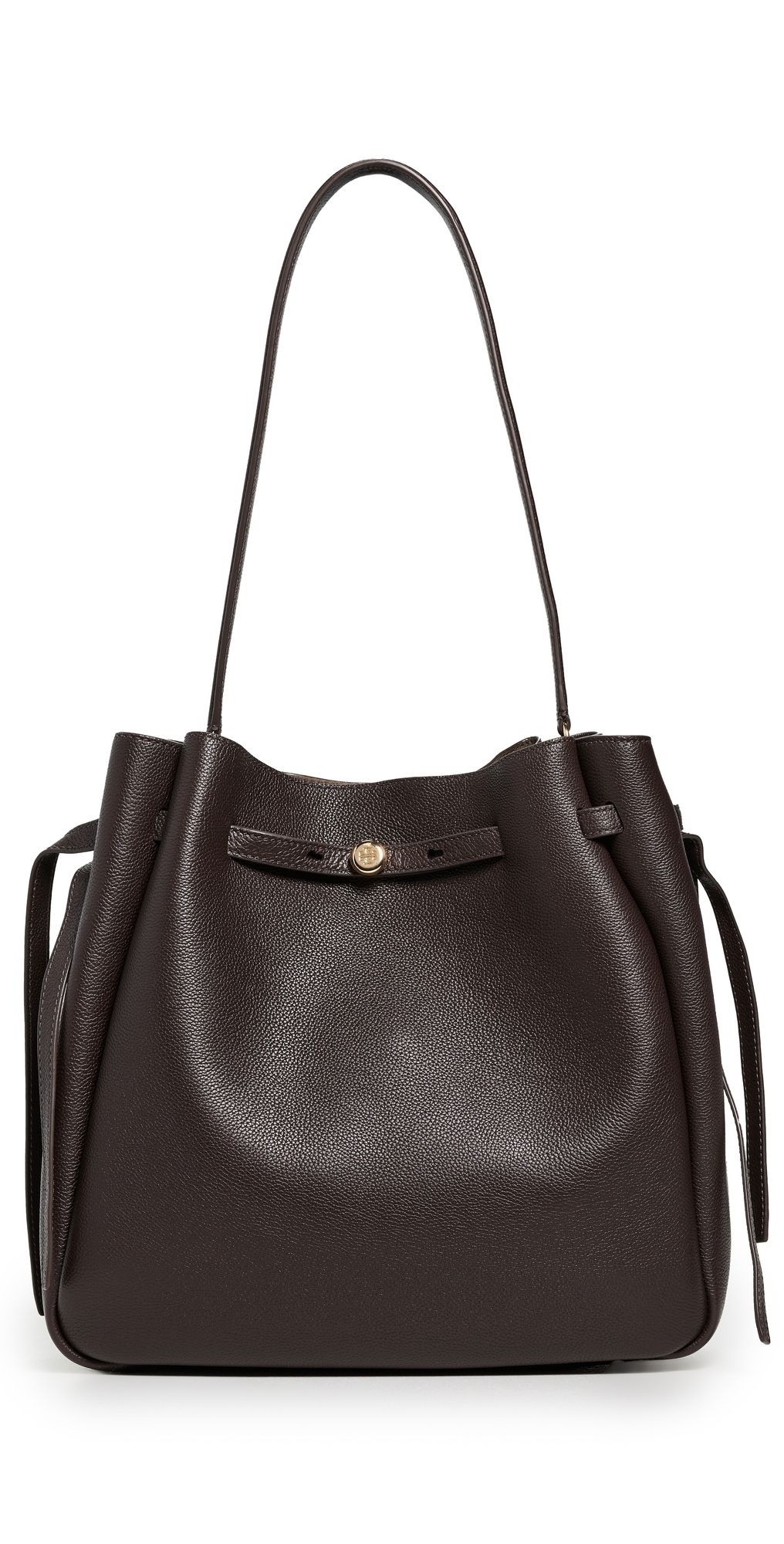 Tory Burch Romy Large Bucket Bag Deep Brown One Size