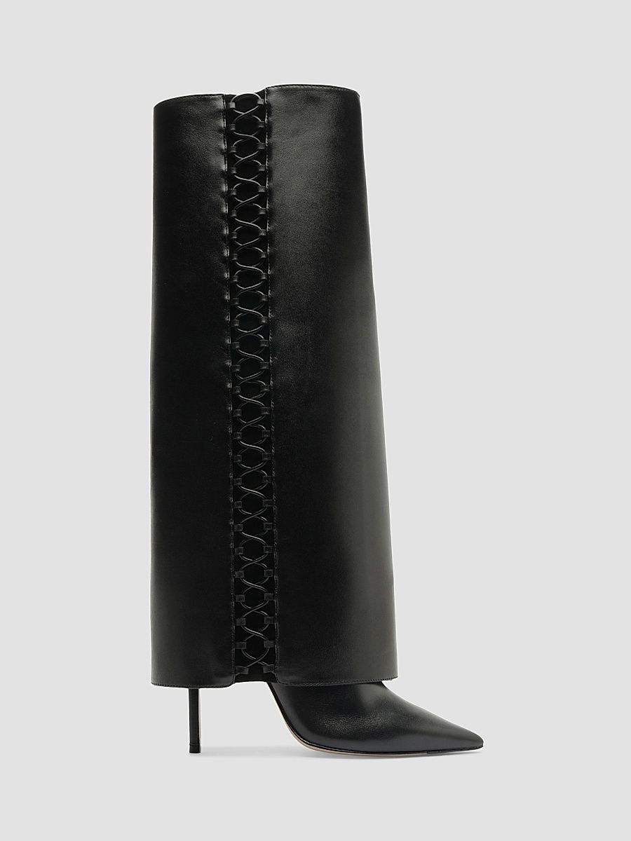 Women's Holly 100MM Leather Knee-High Boots - Black - Size 12
