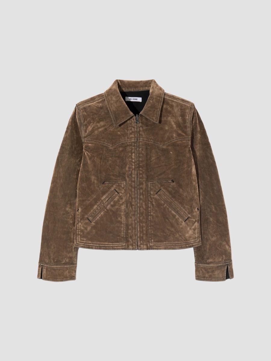 Re/done Women's Rewind Devon Flocked Jacket - Beige Black Flock - Size Large