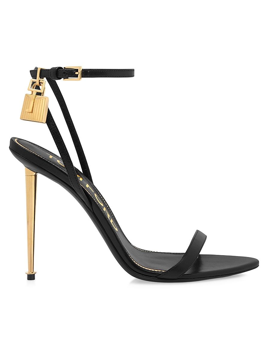 Women's Padlock 105MM Leather Sandals - Black - Size 10.5