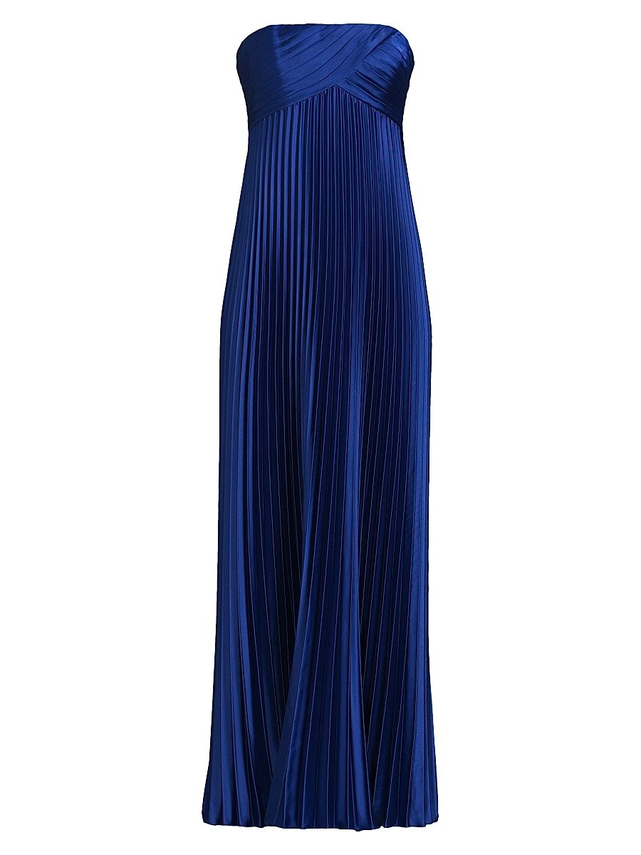 Women's Charmeuse Pleated Gown - Rich Royal - Size 12