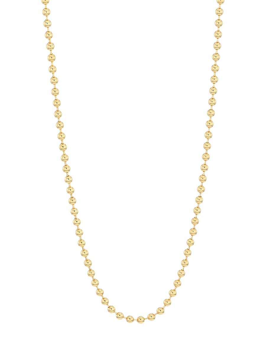 Women's 18K Yellow Gold Heavy Beaded Ball Chain Necklace/18" - Yellow Gold - Size 18