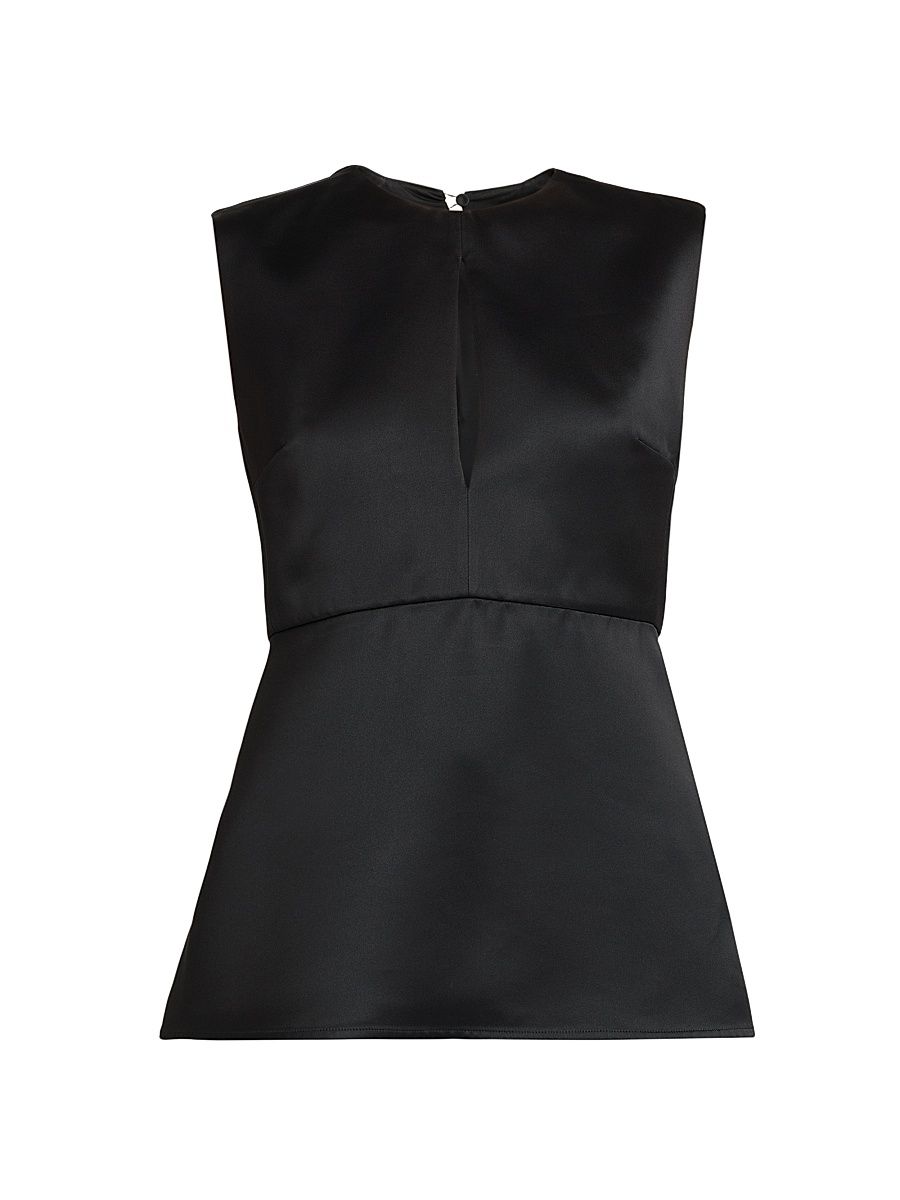 Women's Sleeveless A-Line Peplum Top - Black - Size 10