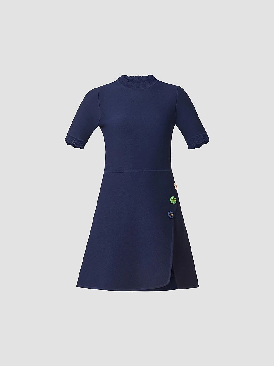 Shoshanna Women's Celeste Embellished A-Line Minidress - Navy - Size Medium