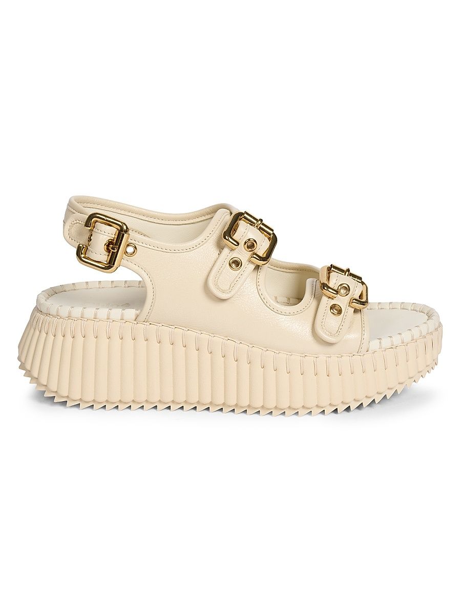 Women's Nama 50MM Suede Flatform Sandals - Eggshell - Size 12