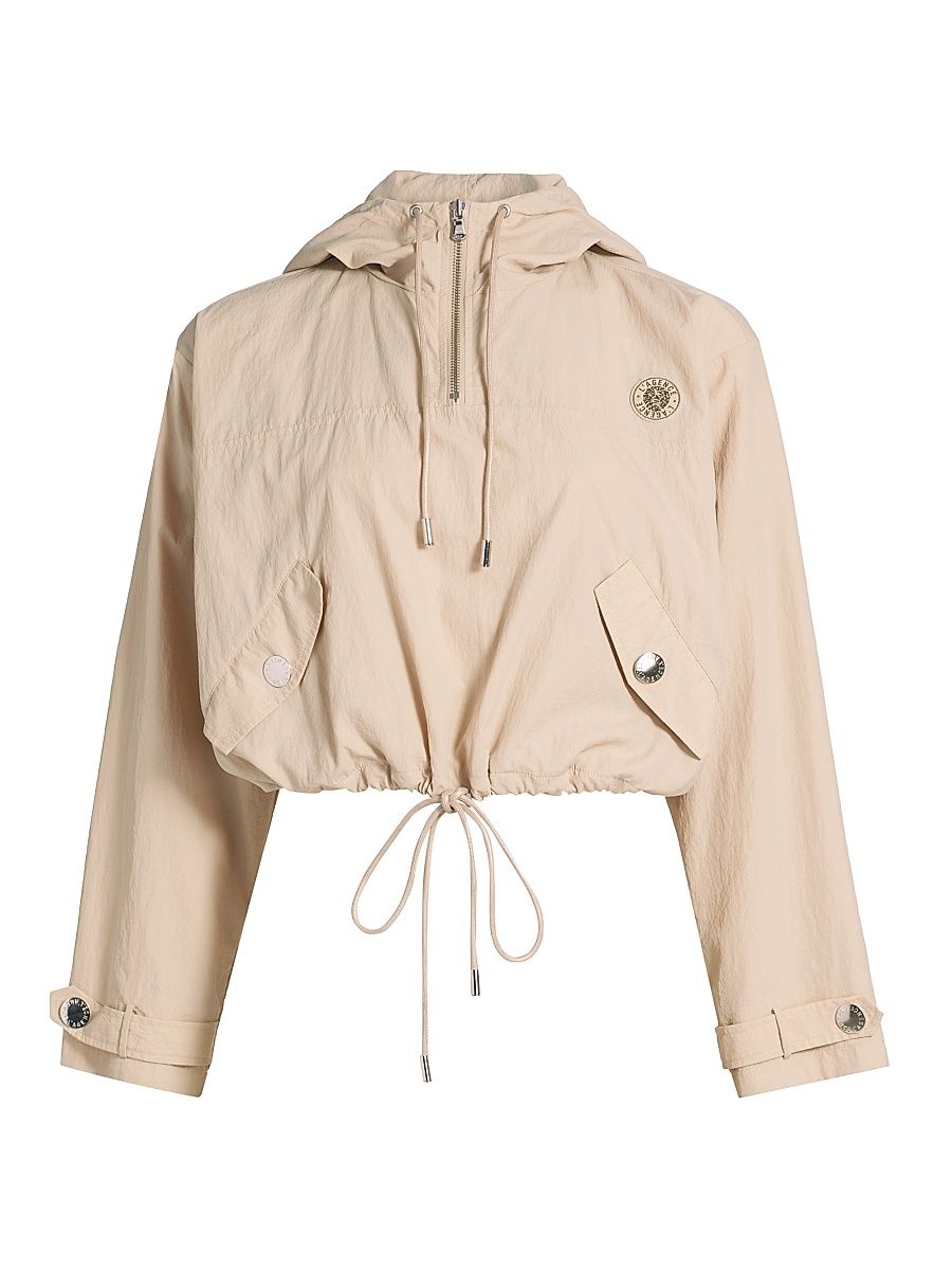Women's Bronwyn Cropped Windbreaker Hoodie - Cement - Size Small