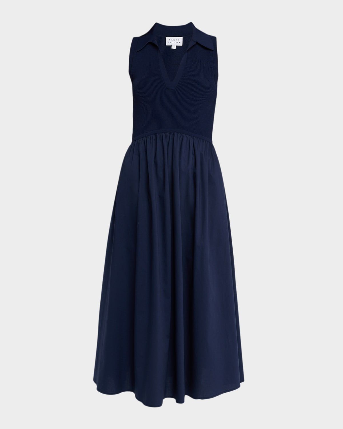 Bess Mixed-Media Midi Dress