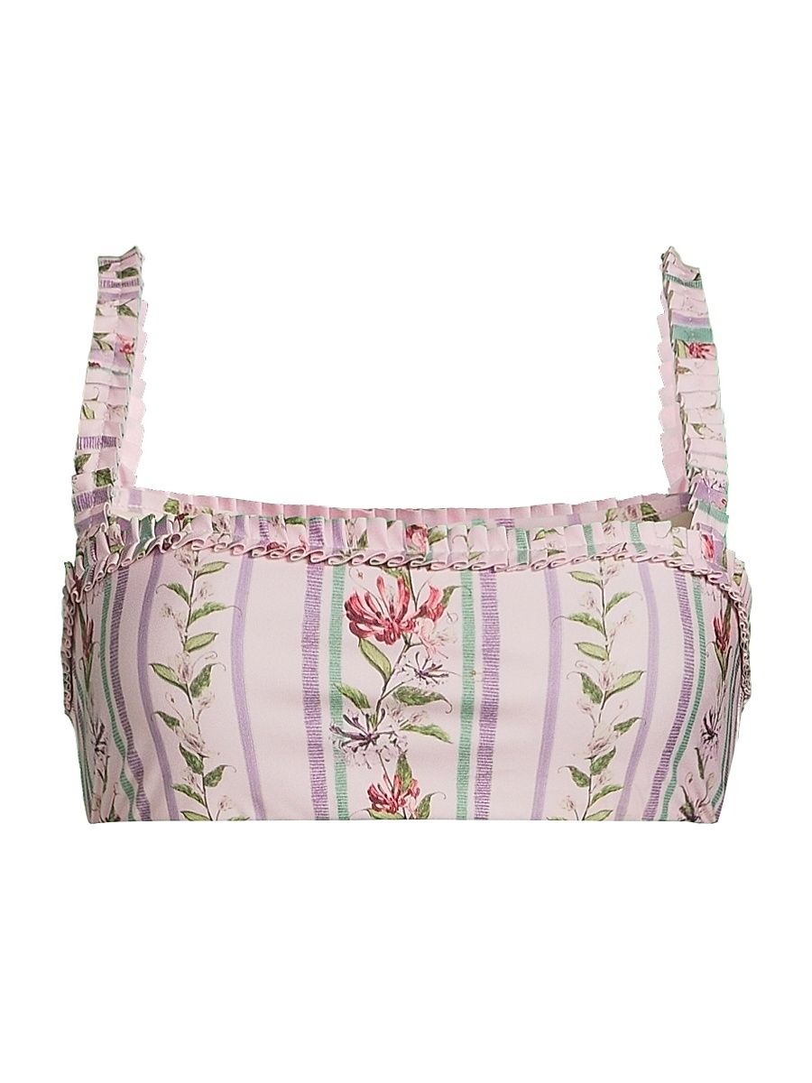 Women's Olmo Floral Stripe Bikini Top - Size Medium