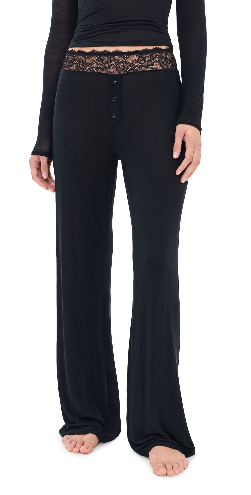 Fleur du Mal Cashmere Butter Pajama Pants Black S