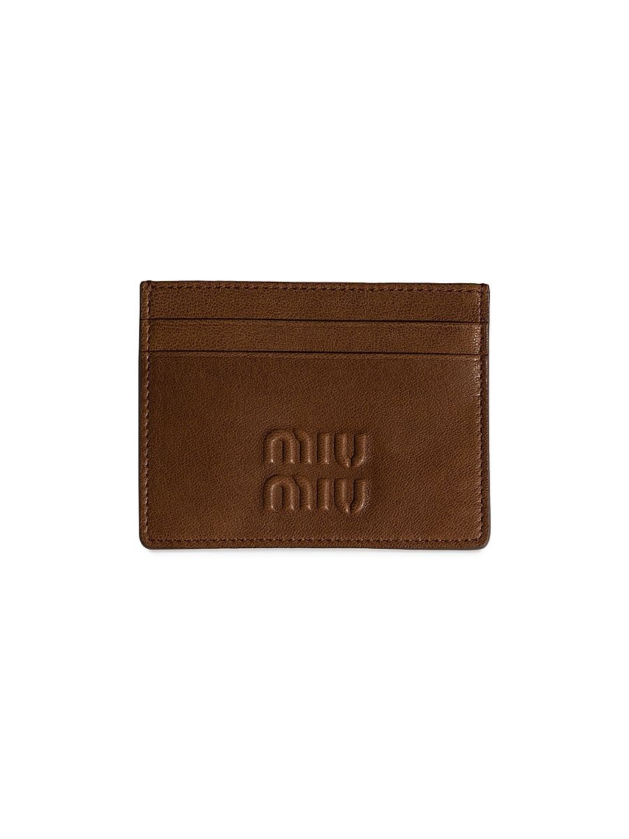Women's Nappa Leather Card Holder - Brown