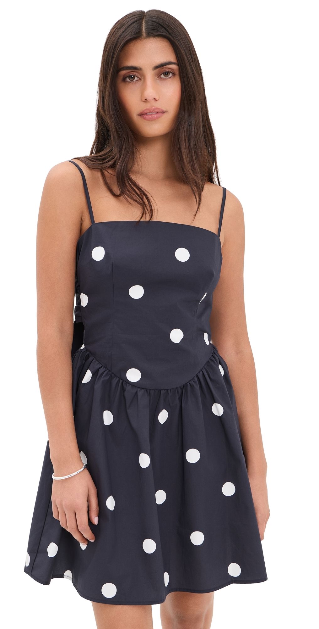 Susana Monaco Polka-Dot Poplin Mini Dress Midnight/Sugar XS