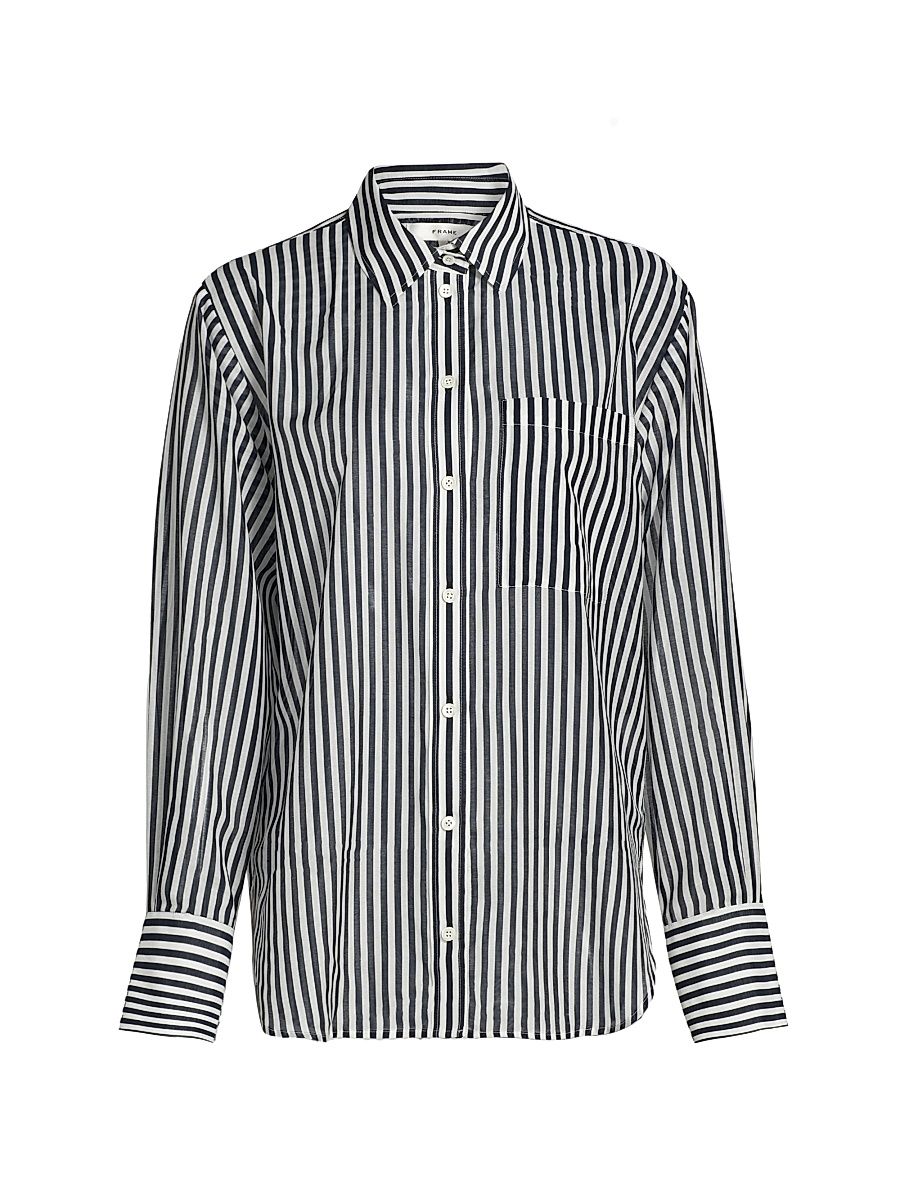 Women's The Oversized Pocket Shirt - Navy Multi - Size Large