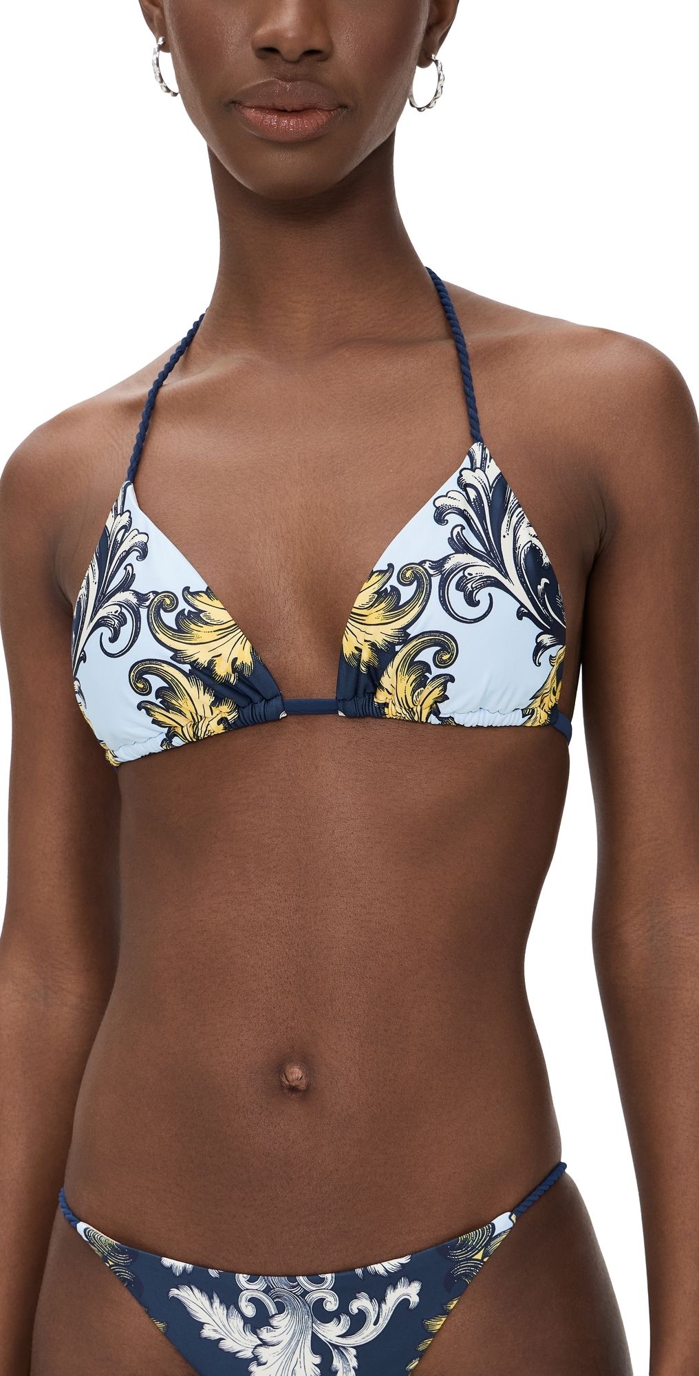 PQ Swim Rope Triangle Bikini Top ANTIQUE SCROLL M