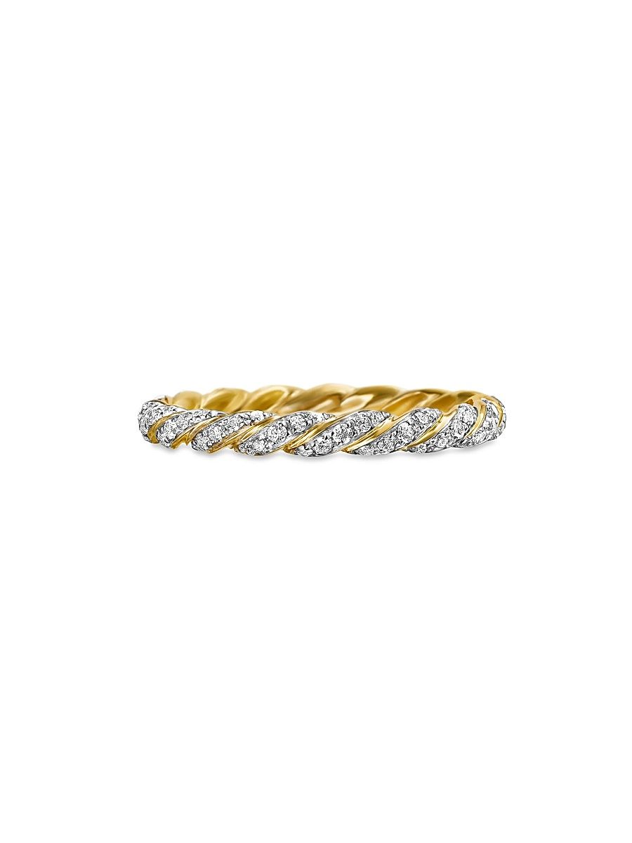 Women's Paveflex Ring Eith Diamonds in 18K Yellow Gold, 2.8MM - Gold - Size 8