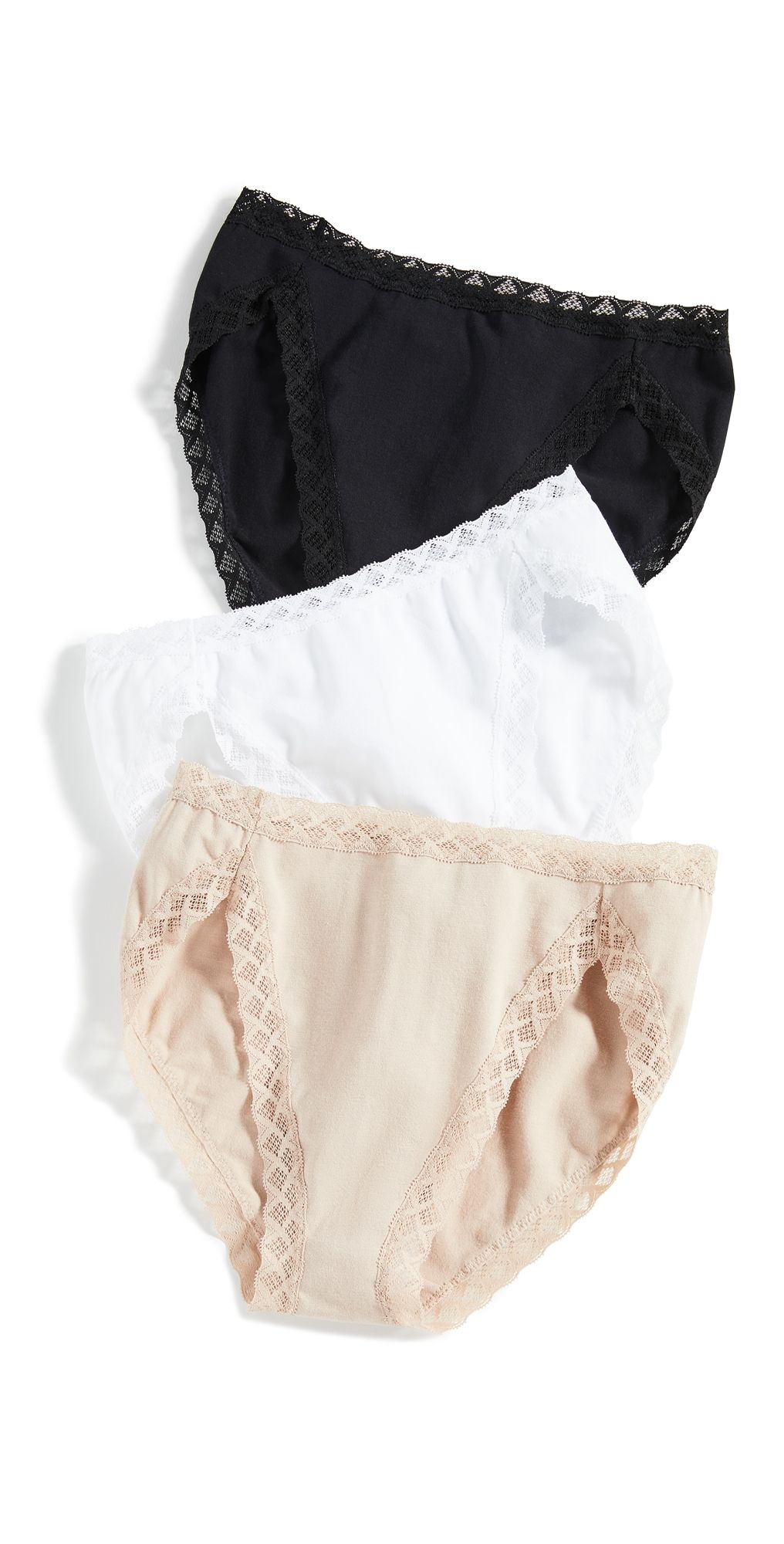 Natori Bliss French Cut Briefs 3-Pack Black/Cafe/White S